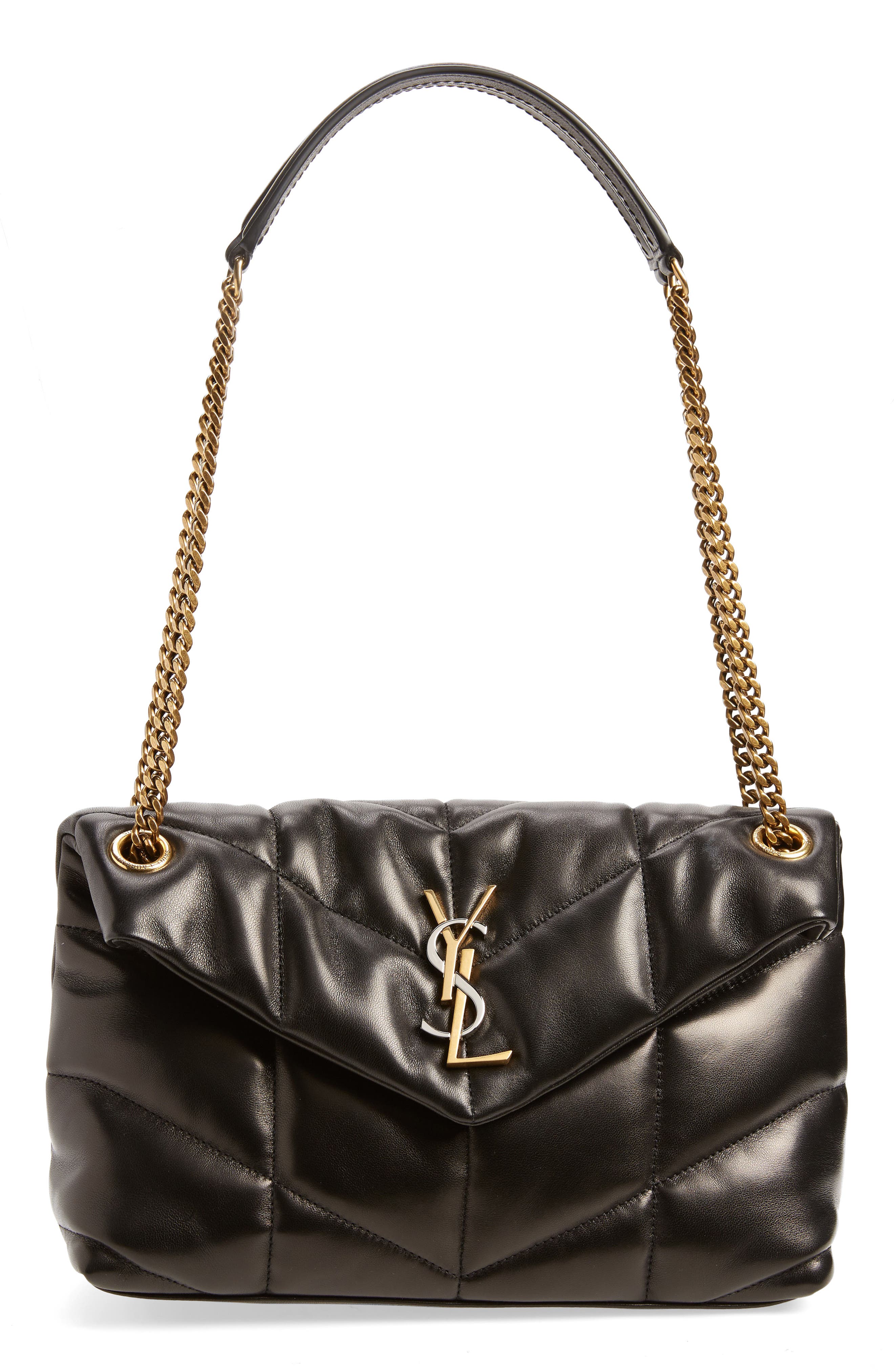 Saint Laurent Vicky Small Quilted Velour Chain Shoulder Bag