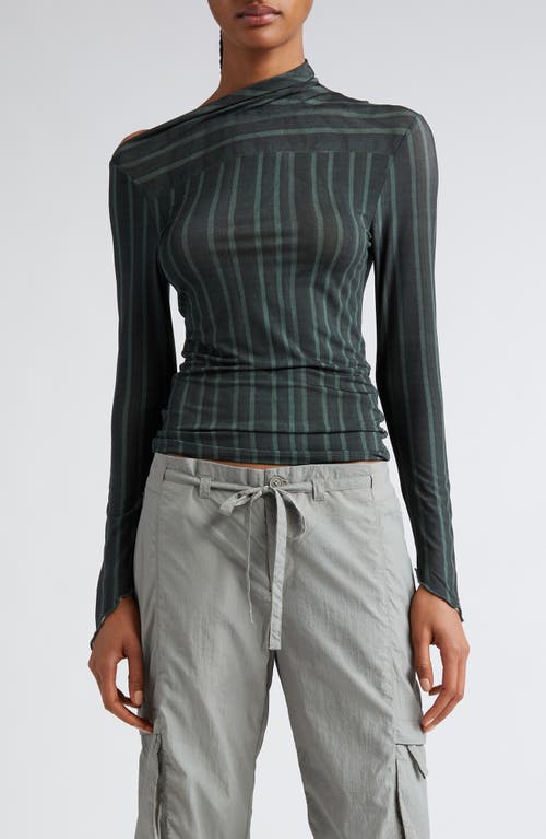 Paloma Wool Viernes Stripe Asymmetric Top in Dark Grey at Nordstrom, Size Small