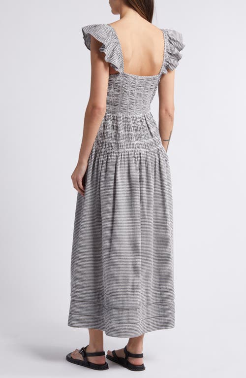 Shop Saylor Adalene Gingham Ruffle Strap Cotton Maxi Sundress In Charcoal