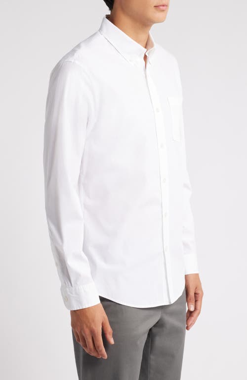 Shop Nordstrom Trim Fit Solid Stretch Button-down Shirt In White