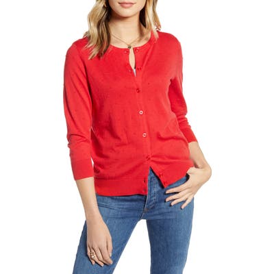 1901 Textured Cardigan, Red