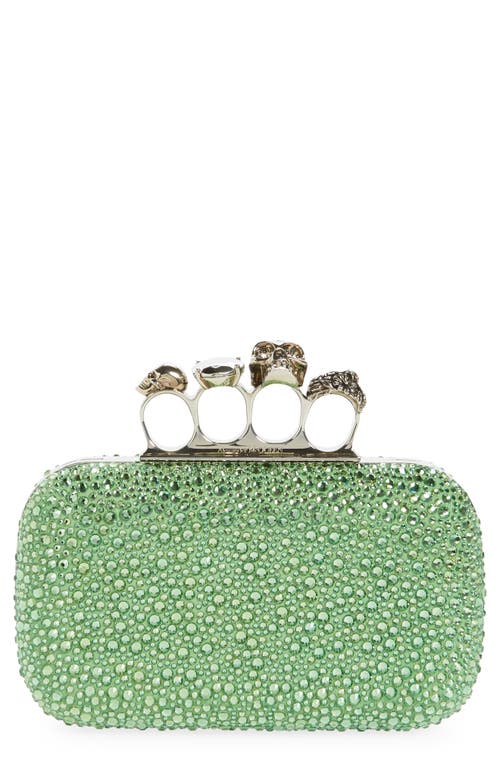 Alexander McQueen Skull Embellished Four-Ring Box Clutch in Acid Green