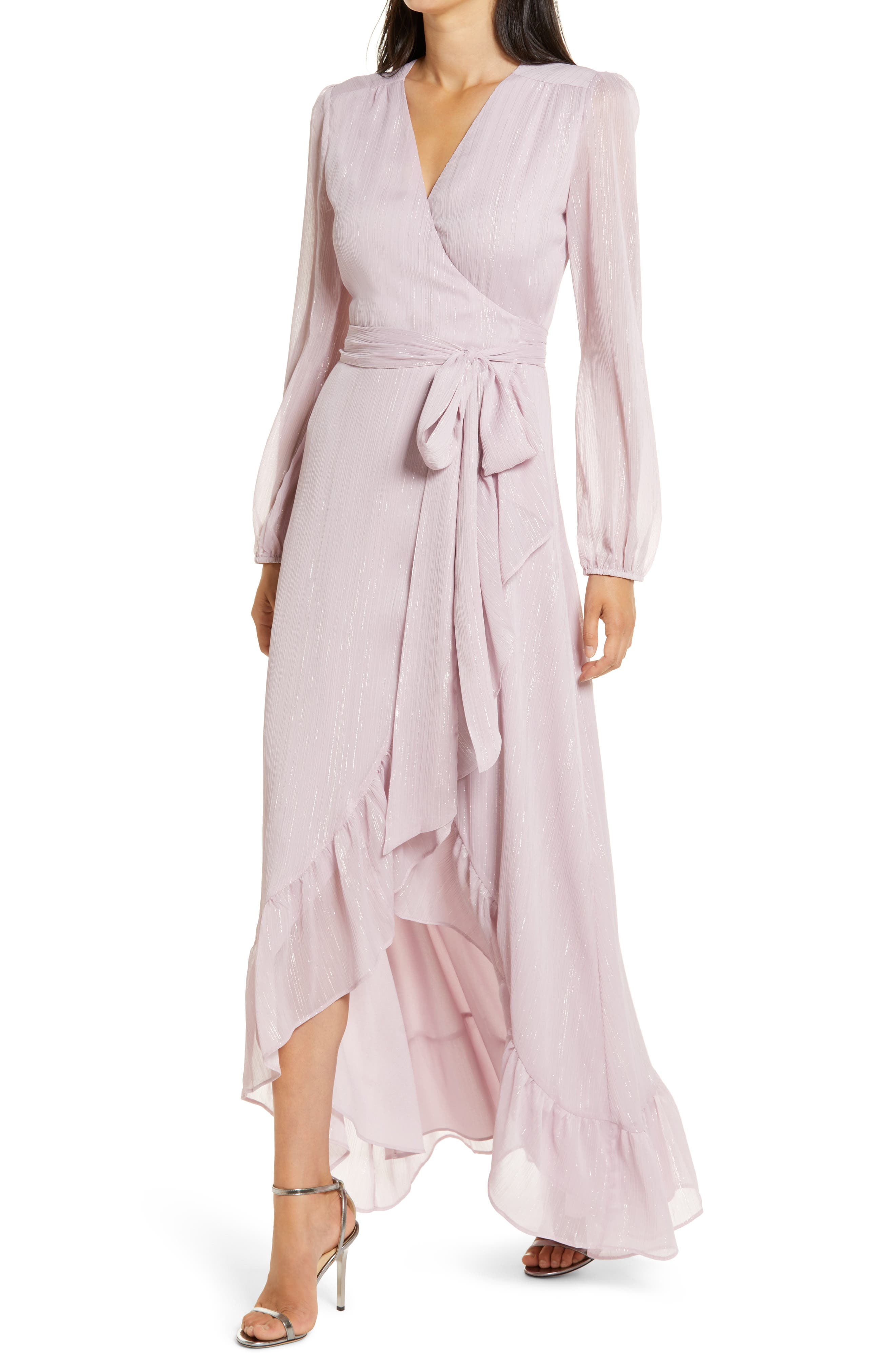 wayf long sleeve wrap dress