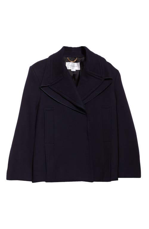 Shop Victoria Beckham Pointed Shoulder Wool Coat In Ink Blue