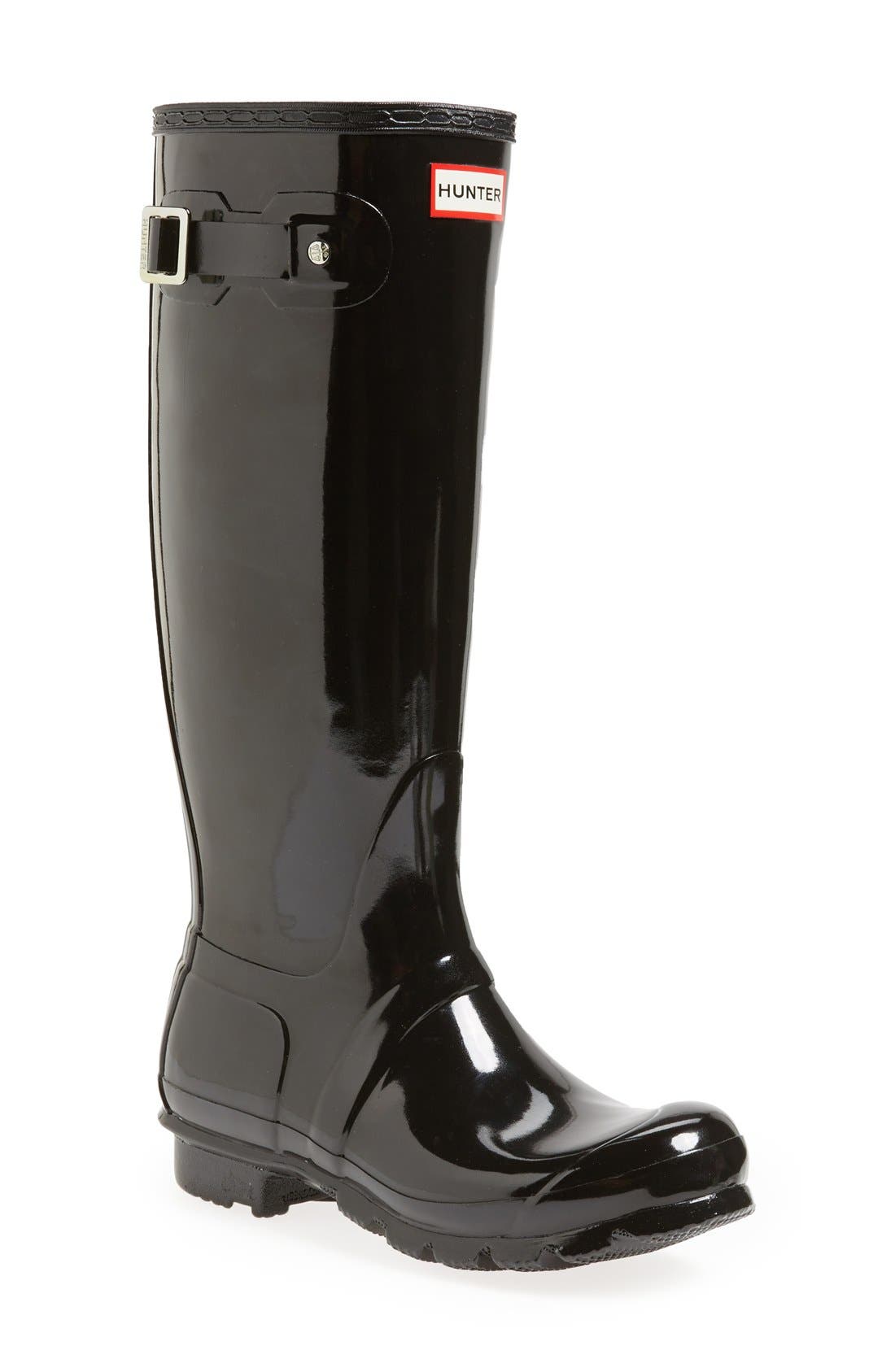 hunter boots black gloss