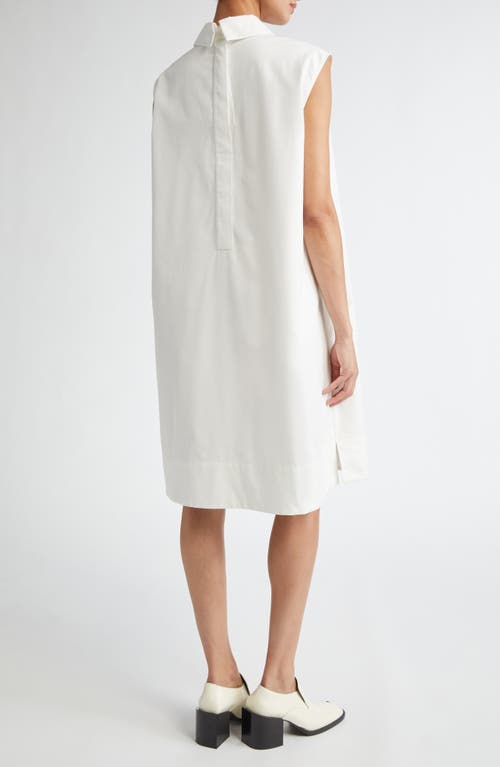 Shop Jil Sander Point Collar Cotton & Silk Shift Dress In Latte