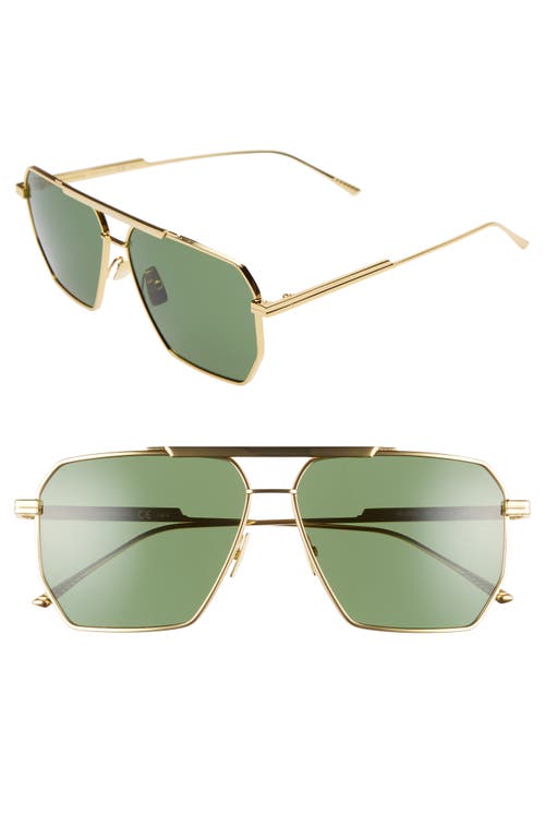 Bottega Veneta 60mm Aviator Sunglasses in Gold/Green