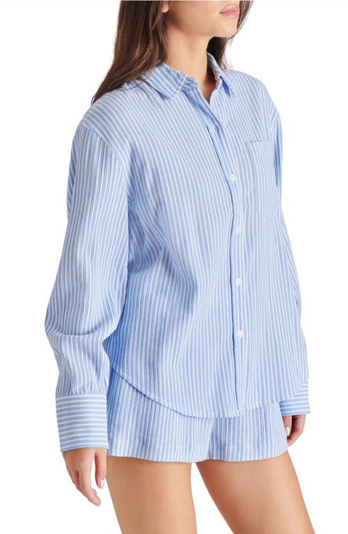 Shop Steve Madden Juna Stripe Button-up Shirt In Blue