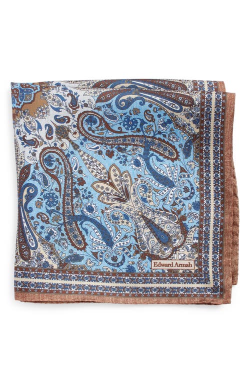 Persian Print Silk Pocket Square in Brown