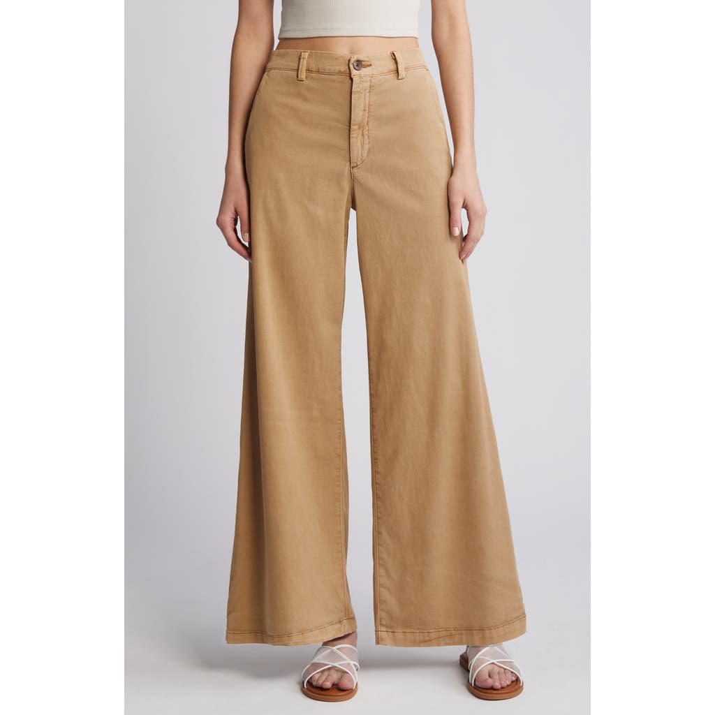 Shop Ag Caden Twill Wide Leg Pants In Sulfur Stone Khaki