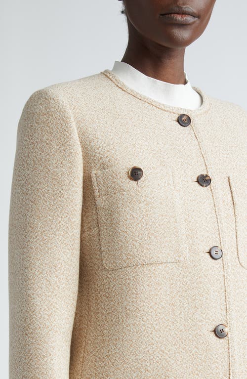 Shop Lafayette 148 New York Insulated Wool Crop Jacket In Oat Multi