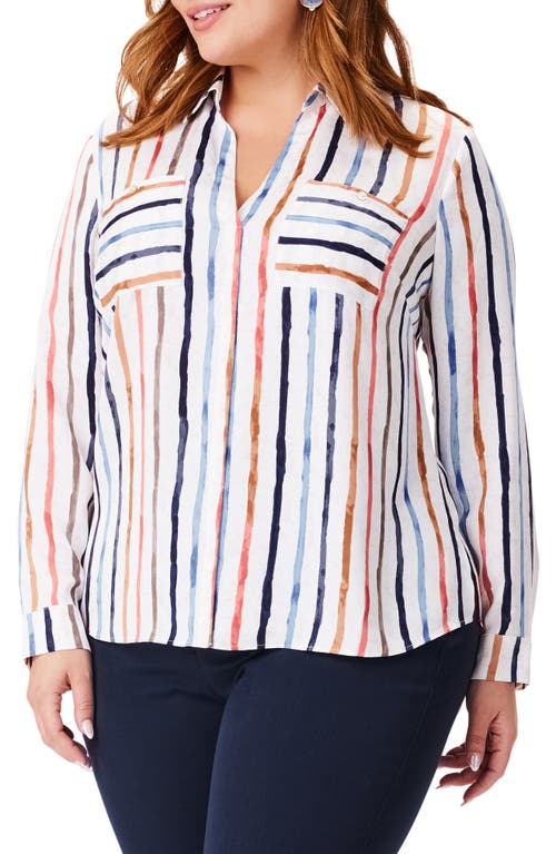 NIC+ZOE Painted Stripe Shirt in Cream Multi at Nordstrom, Size 3X