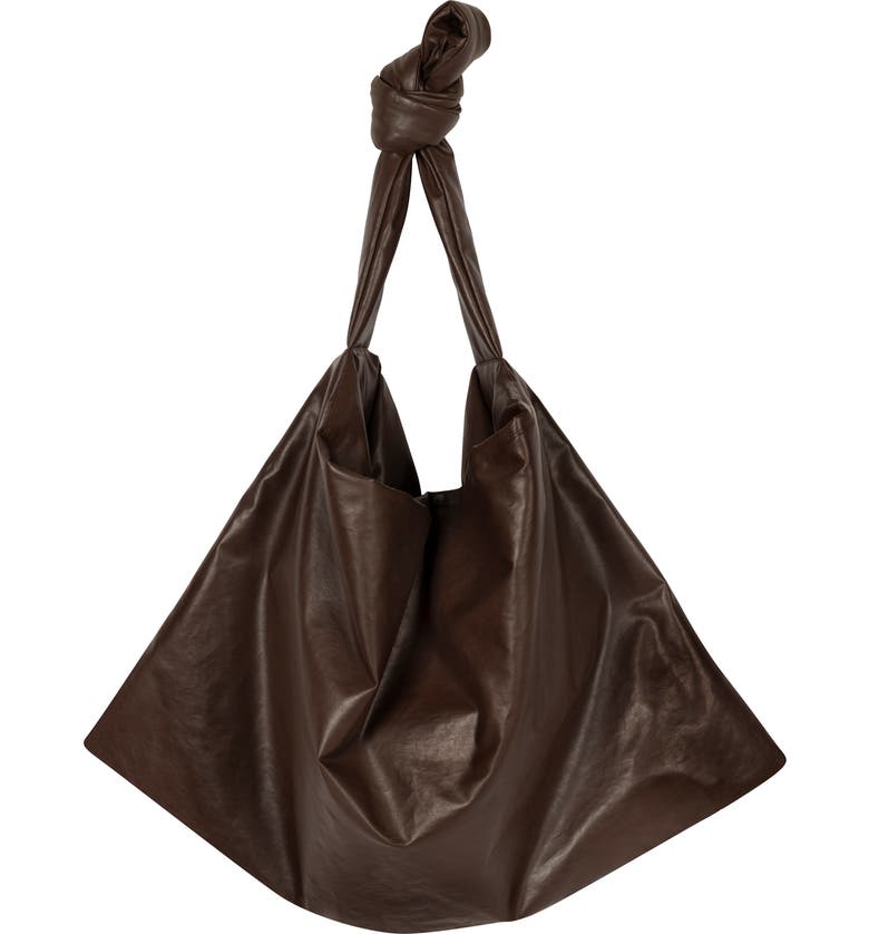KASSL Small Square Oiled Canvas Bag, Main, color, DARK BROWN