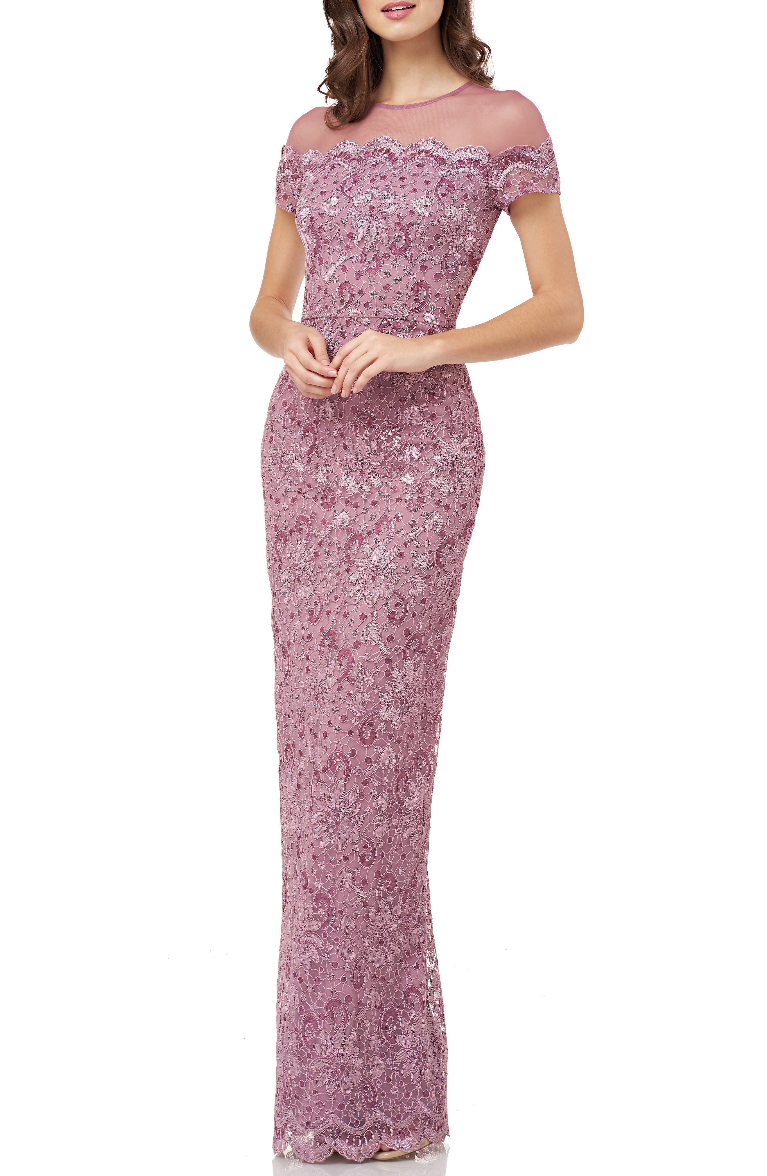 Js Collections Sequin Lace Gown, Pink