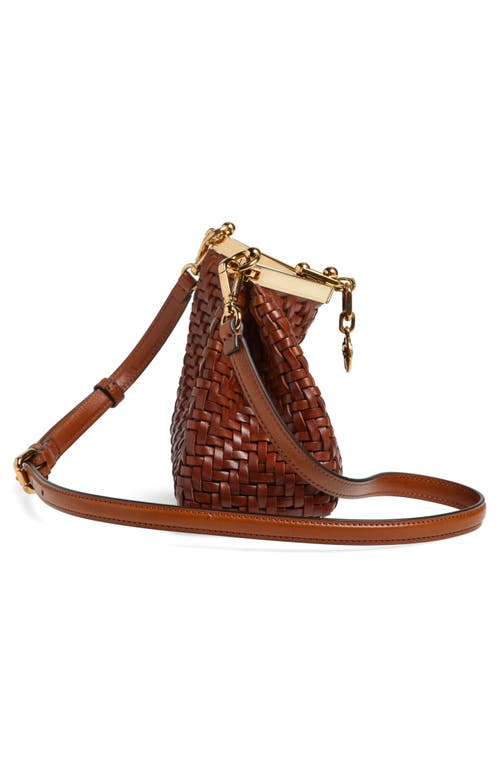 Shop Etro Small Vela Woven Leather Shoulder Bag In M0124 Walnut