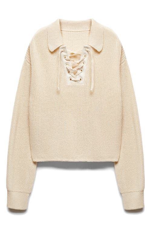 Mango Lace-up Sweater In Light Beige
