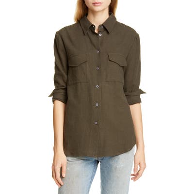 Jenni Kayne Cotton Flannel Work Shirt, Green