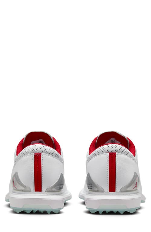 Shop Jordan Adg 5 Golf Shoe In White/fire Red/silver