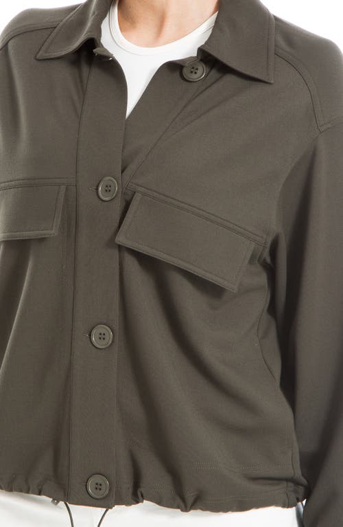 Max Studio Ponte Two-pocket Drawstring Jacket In Loden