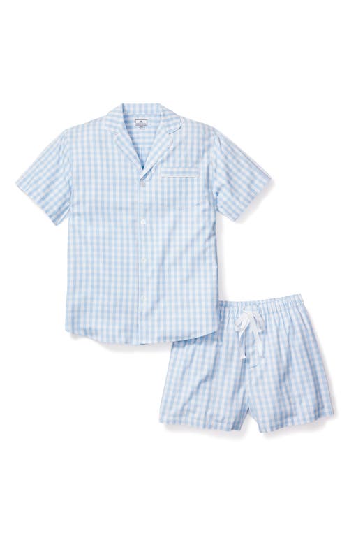 Gingham Cotton Short Pajamas in Blue