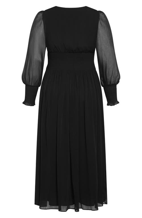 City Chic Selena Long Sleeve Chiffon Maxi Dress In Black