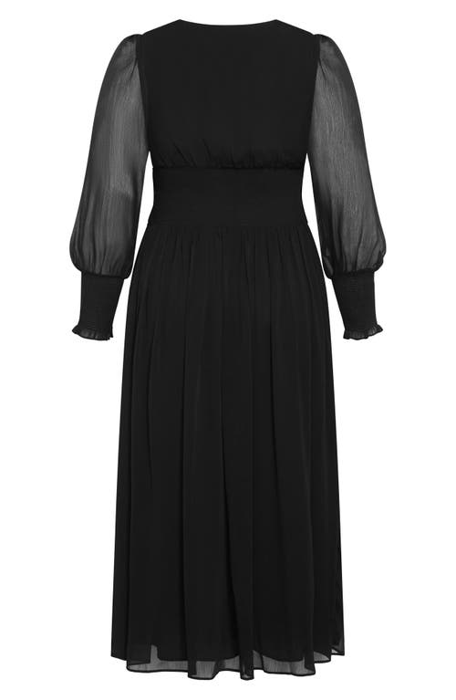 Shop City Chic Selena Long Sleeve Chiffon Maxi Dress In Black