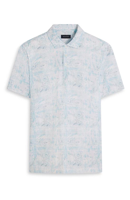 Shop Bugatchi Victor Ooohcotton® Leaf Print Polo In Turquoise