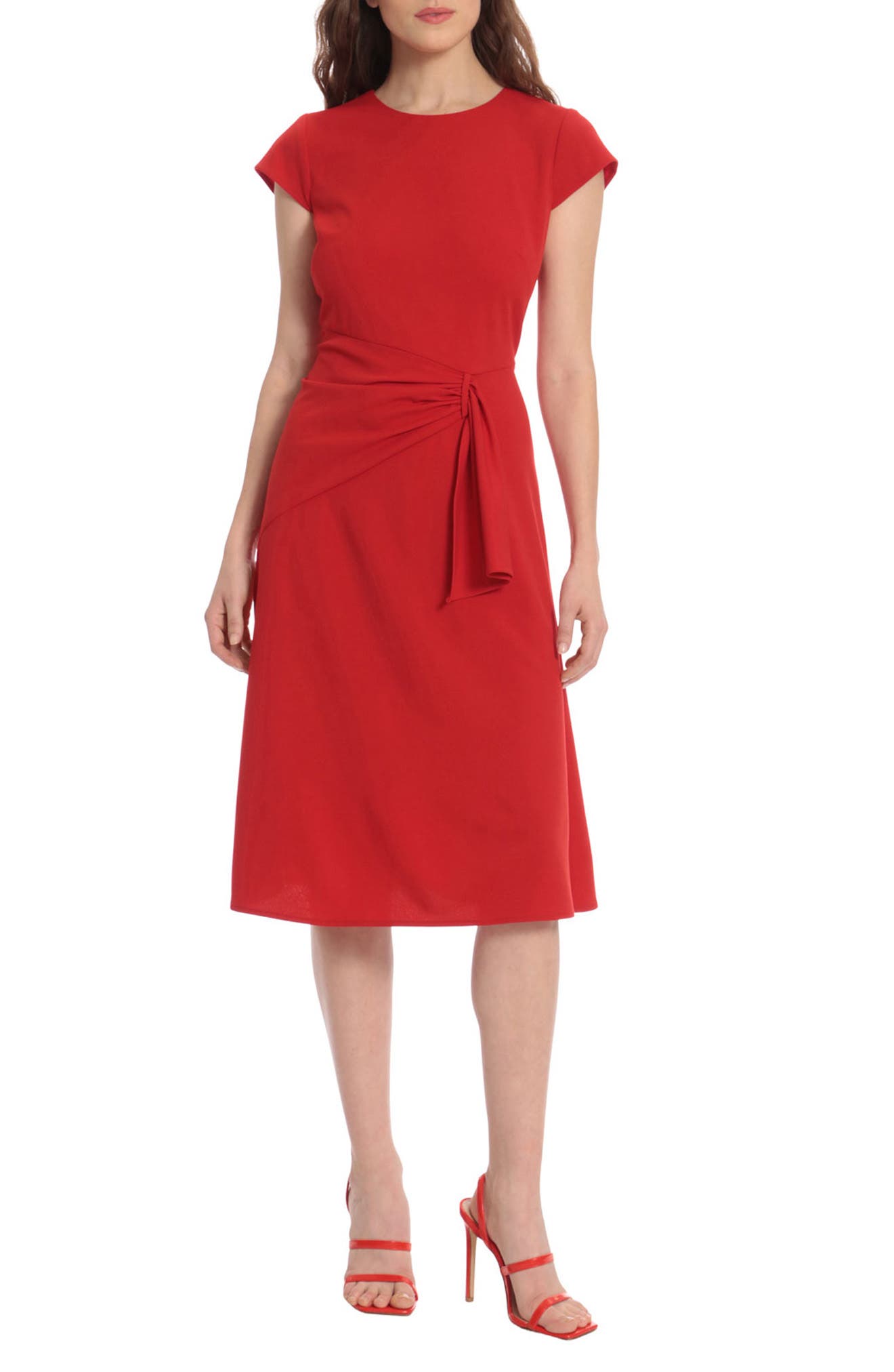 Donna Morgan Twist Waist Cap Sleeve 