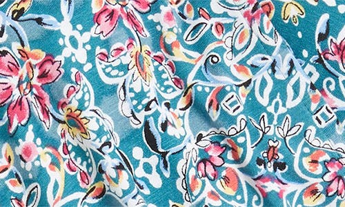 Loveappella Print Wrap Top In Teal Rose