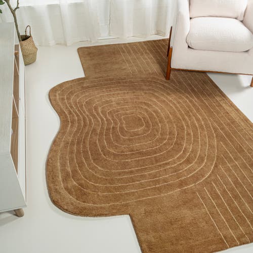 Jonathan Y Retro Bohemian Abstract Striped Handwoven Wool Area Rug In Light Brown/beige