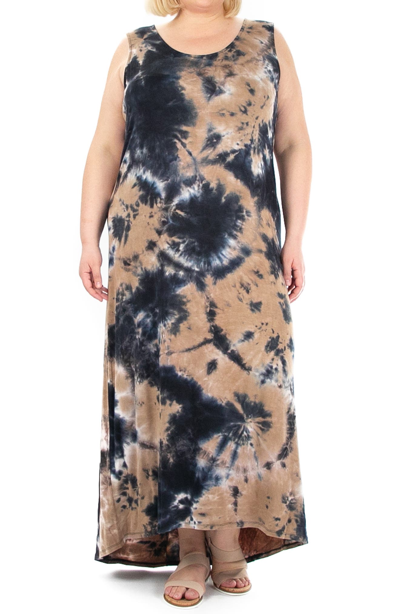 sleeveless tie dye maxi dress