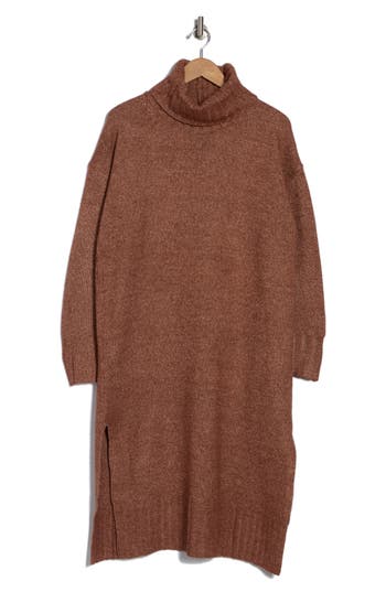 Stitchdrop Great Smoky Mountains Long Sleeve Sweater Dress In Chestnut