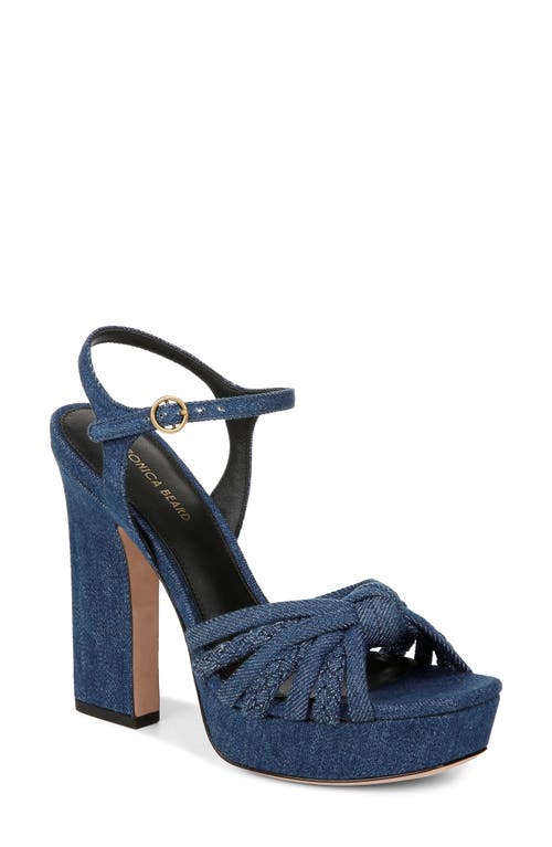 Veronica Beard Flavia Ankle Strap Platform Sandal Mountain Blue at Nordstrom,