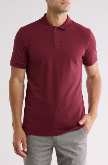 Hugo Boss Boss Piro Cotton Polo In Burgundy