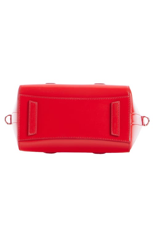 Shop Givenchy Mini Antigona Lock Leather Satchel In Red