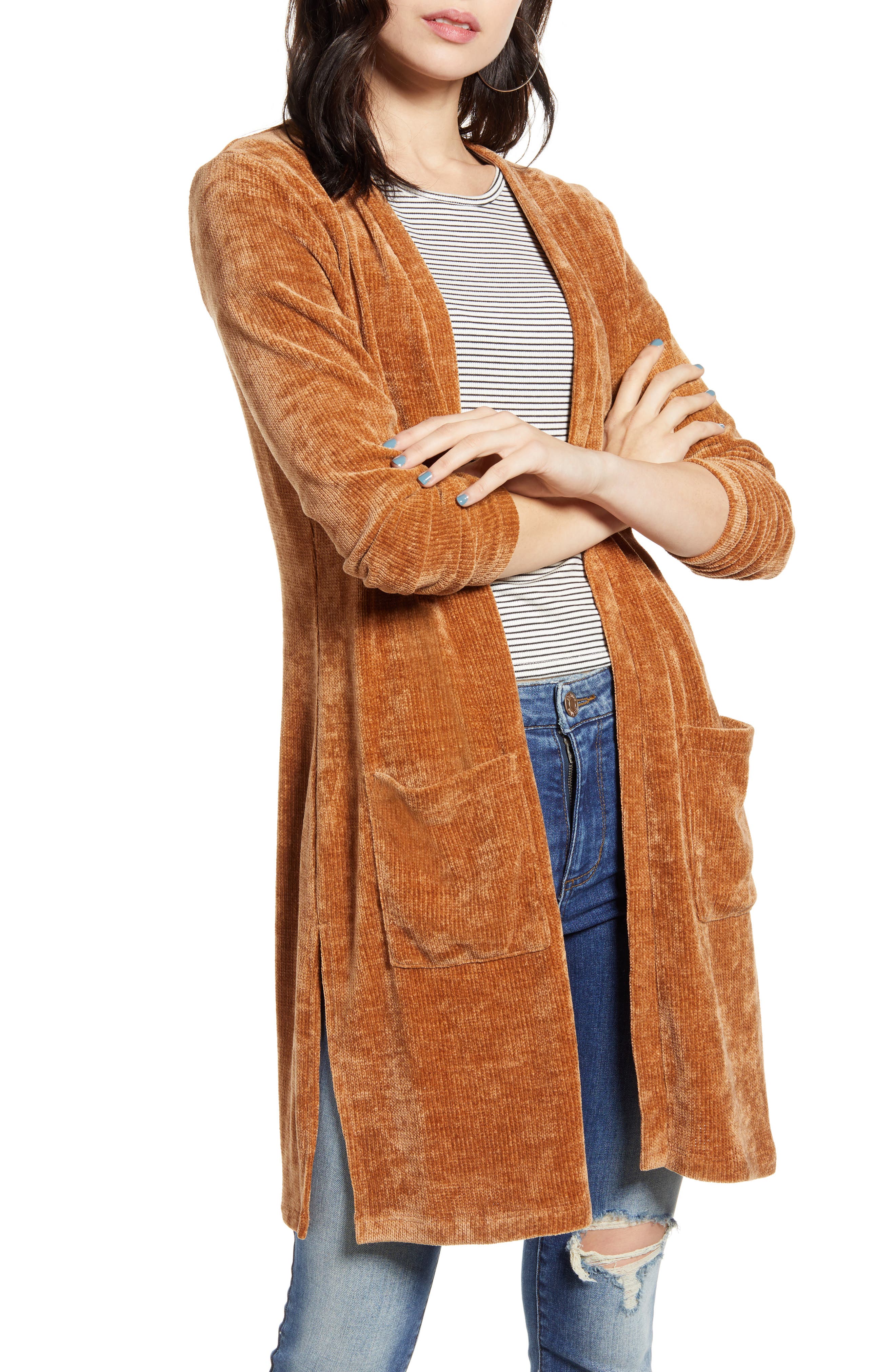 chenille longline cardigan