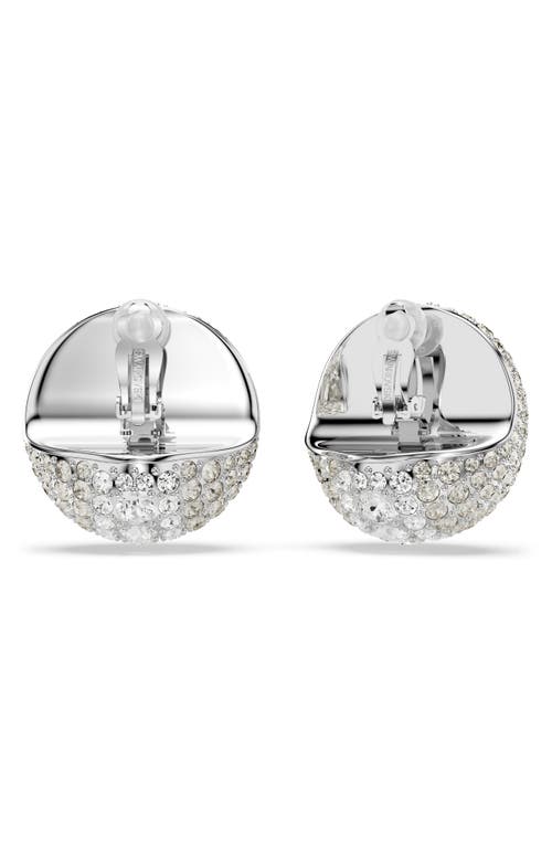 Swarovski Sublima Crystal Clip On Drop Earrings In Rhodium Plated In Silver/white