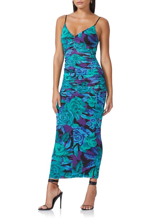 AFRM Lupita Floral Ruched Body-Con Dress in Garden Bloom Violet