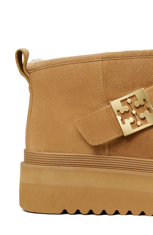 Tory Burch Mellow Genuine Shearling Lined Platform Boot In Chestnut