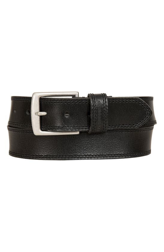 Shop Lucky Brand Stitch Bar Leather Belt In Black
