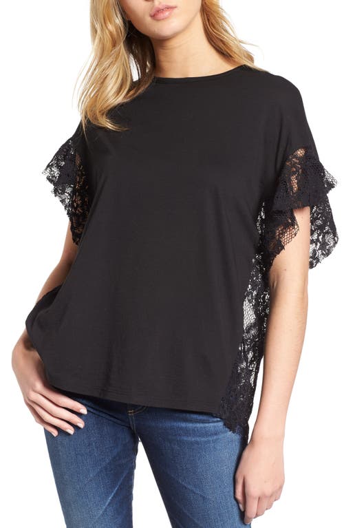 AG Sofi Lace Tee in True Black at Nordstrom, Size X-Small