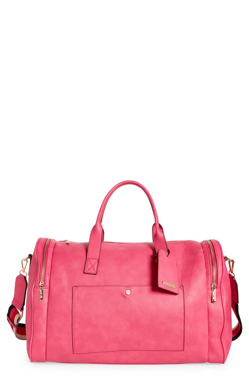 Mali + Lili Amelia Vegan Leather Duffle Bag in Hot Pink