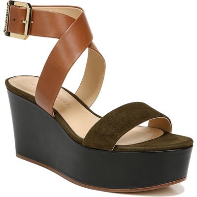 Veronica Beard Hurley Platform Wedge Sandal- Green