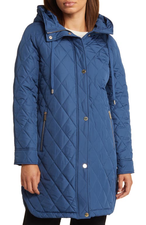 Quilted Water Resistant 450 Fill Power Down Jacket in Danish Blue