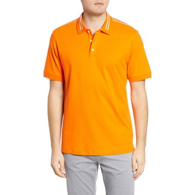 Bugatchi Short Sleeve Pima Cotton Polo, Orange