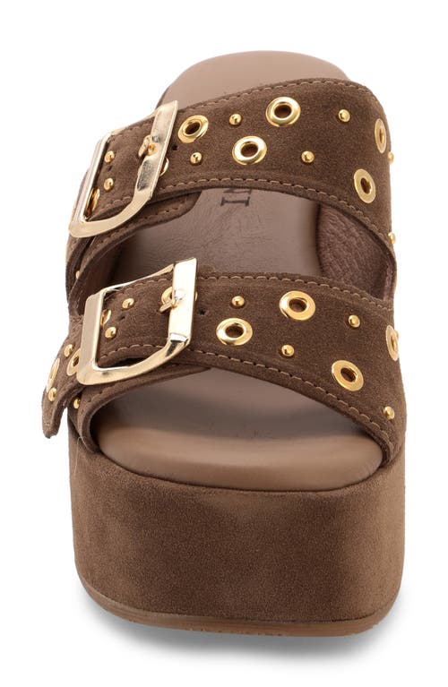 Cordani Jayne Platform Wedge Slide Sandal In Crosta Fango