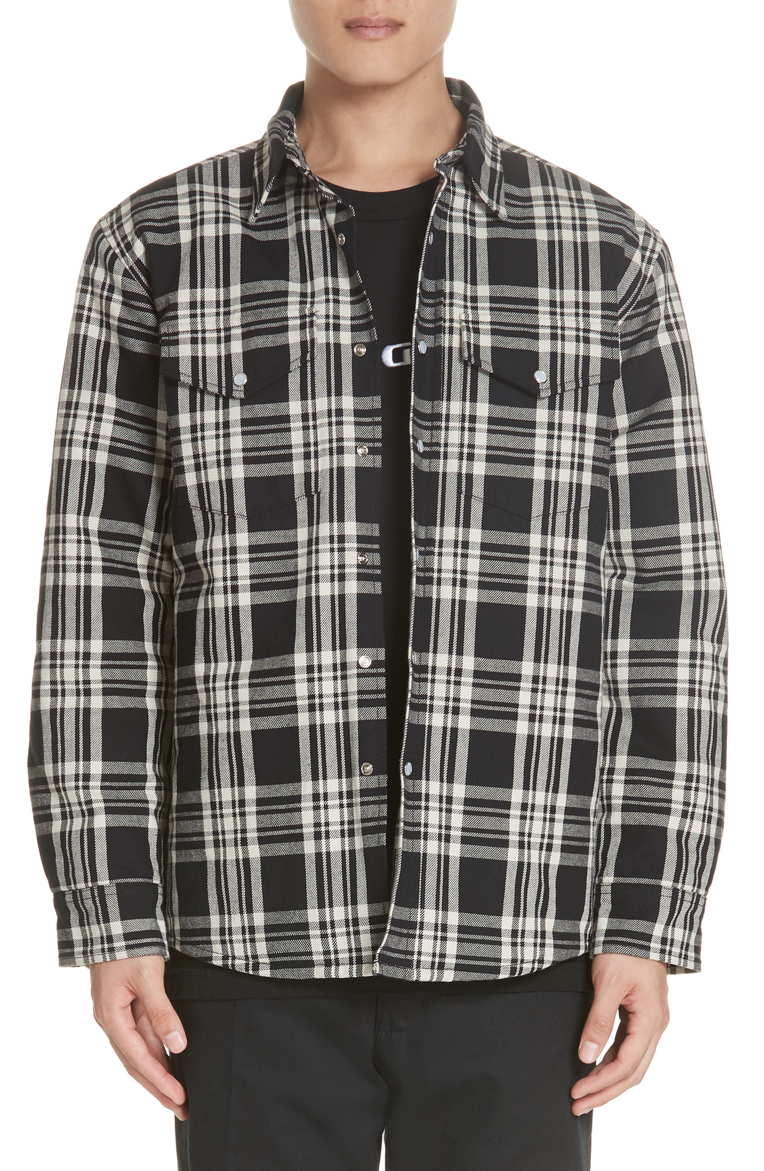 Noon Goons Lbc Plaid Flannel Shirt Jacket, Black
