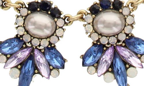 Shop Olivia Welles Juliet Cluster Frontal Necklace In Burnished Gold/blue