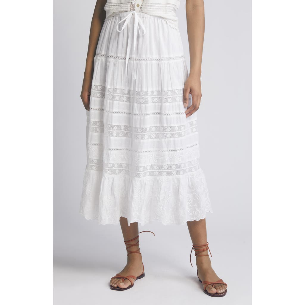 Loveshackfancy Donna Lace Tie Waist Maxi Skirt In White