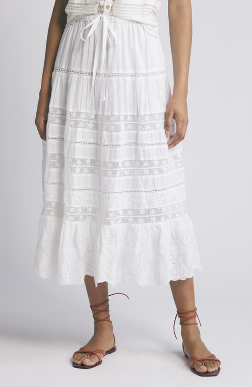 LoveShackFancy Donna Lace Tie Waist Maxi Skirt White at Nordstrom,